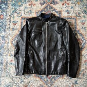 Vintage 80s Black Zip-up Leather Jacket Medium